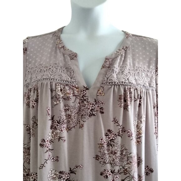 Cloth & Bloom Top Size 2X Floral Print Lace Detail Sleeveless Mauve Boho Blouse - Picture 3 of 11